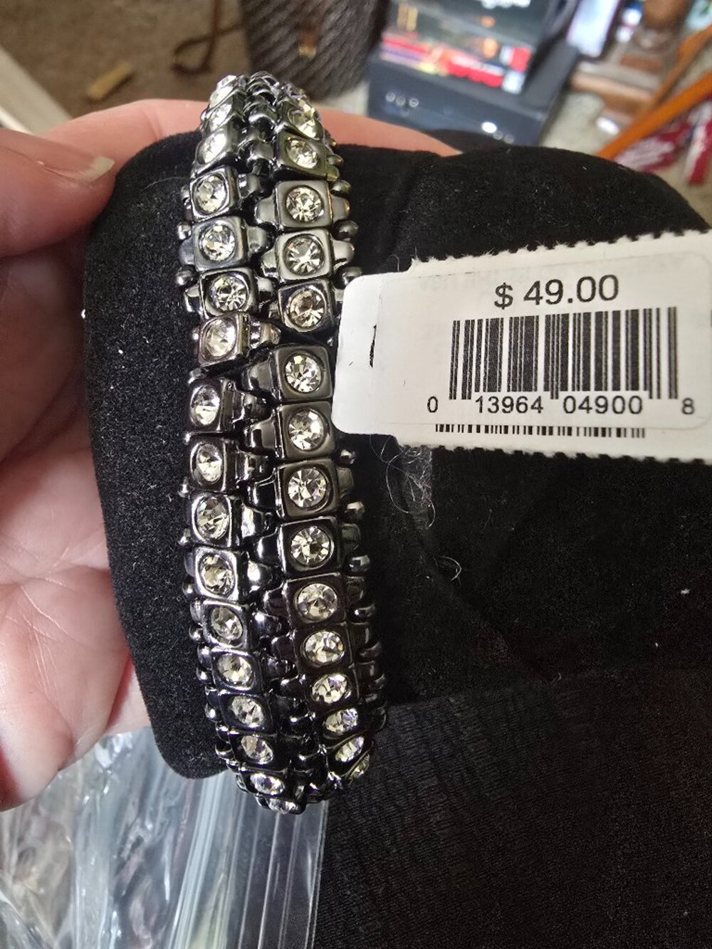 Chicos gunmetal rhinestone stretch bracelet